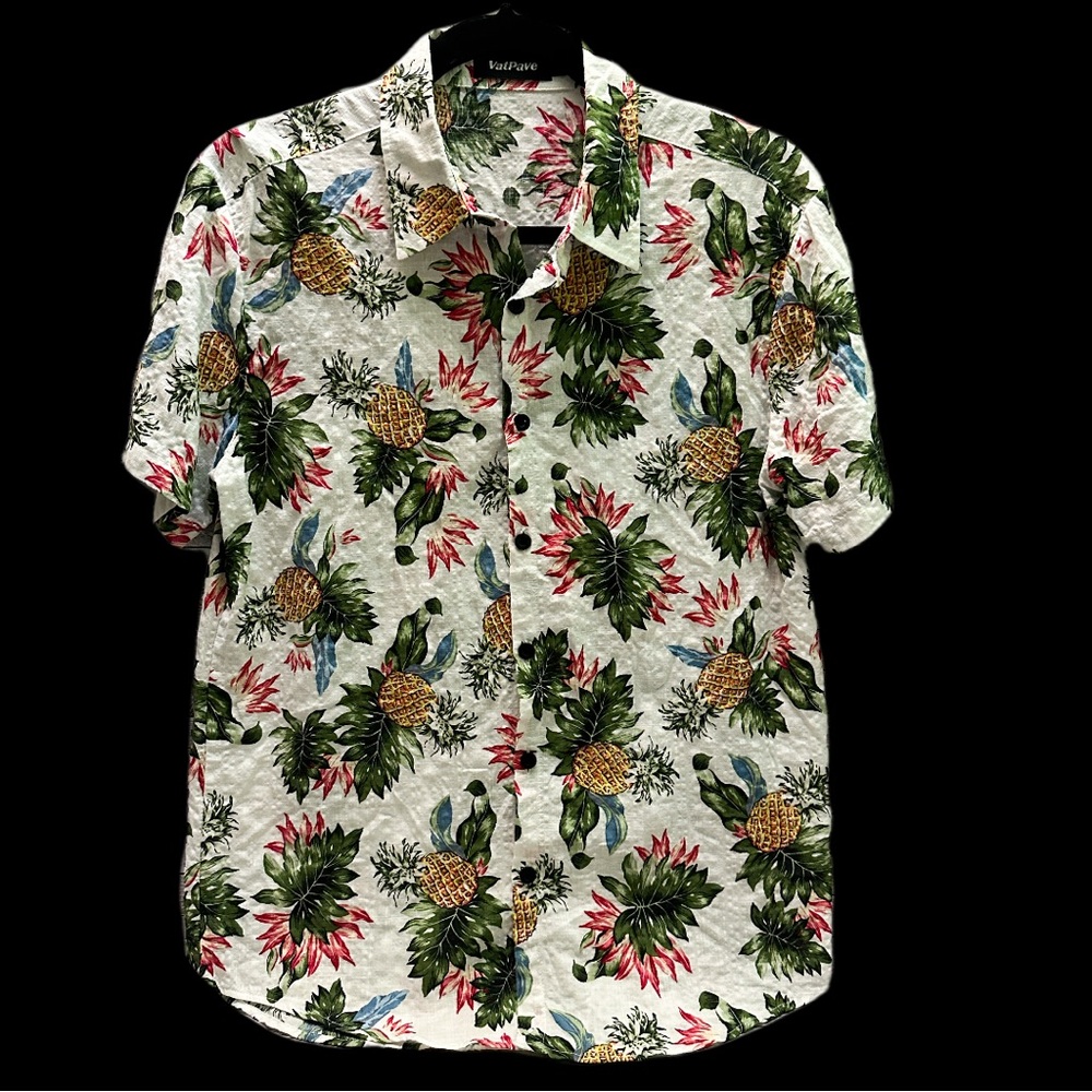 VatPave Tropical Vibrant Pineapple Print Men's Shirt S